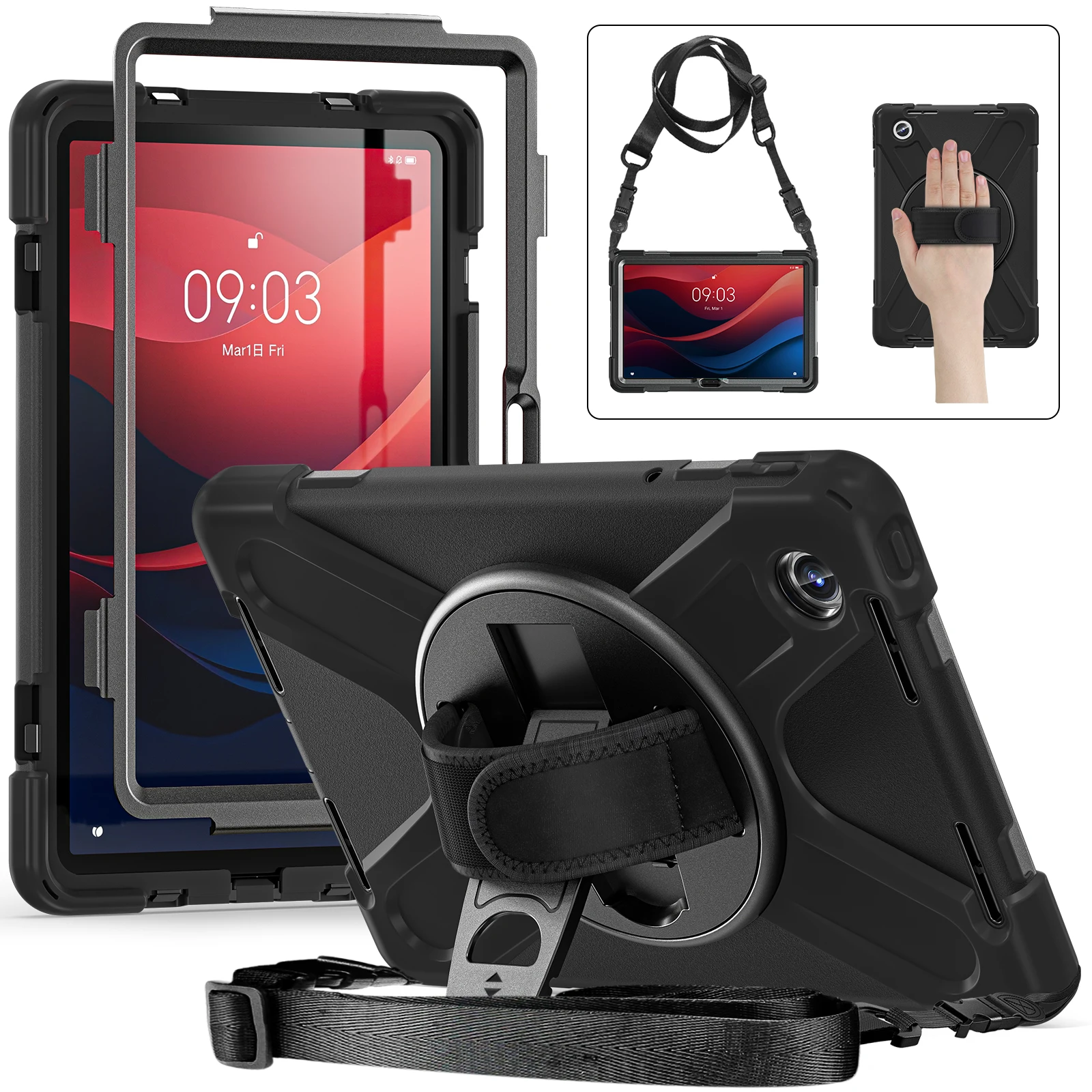 For Lenovo Tab M11 TB-330FU / 331FC / Xiaoxin Pad 11 2024 Case PC+Silicone Tablet Cover with Shoulder Strap - Black
For Lenovo Tab M11 TB-330FU / 331FC / Xiaoxin Pad 11 2024 Case PC+Silicone Tablet Cover with Shoulder Strap - Black