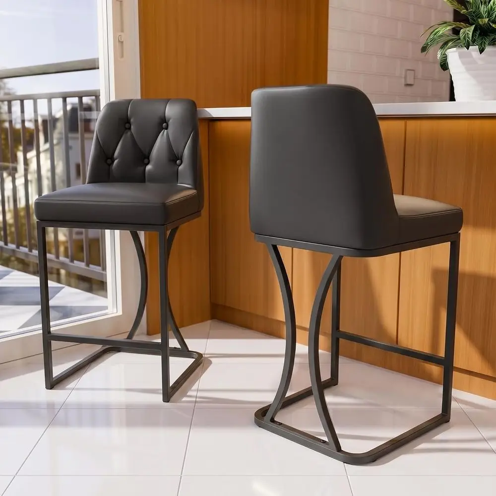 Set of 2, 24 Inch Black PU Leather Counter Height Bar Stools with Back for Kitchen Island
Set of 2, 24 Inch Black PU Leather Counter Height Bar Stools with Back for Kitchen Island
