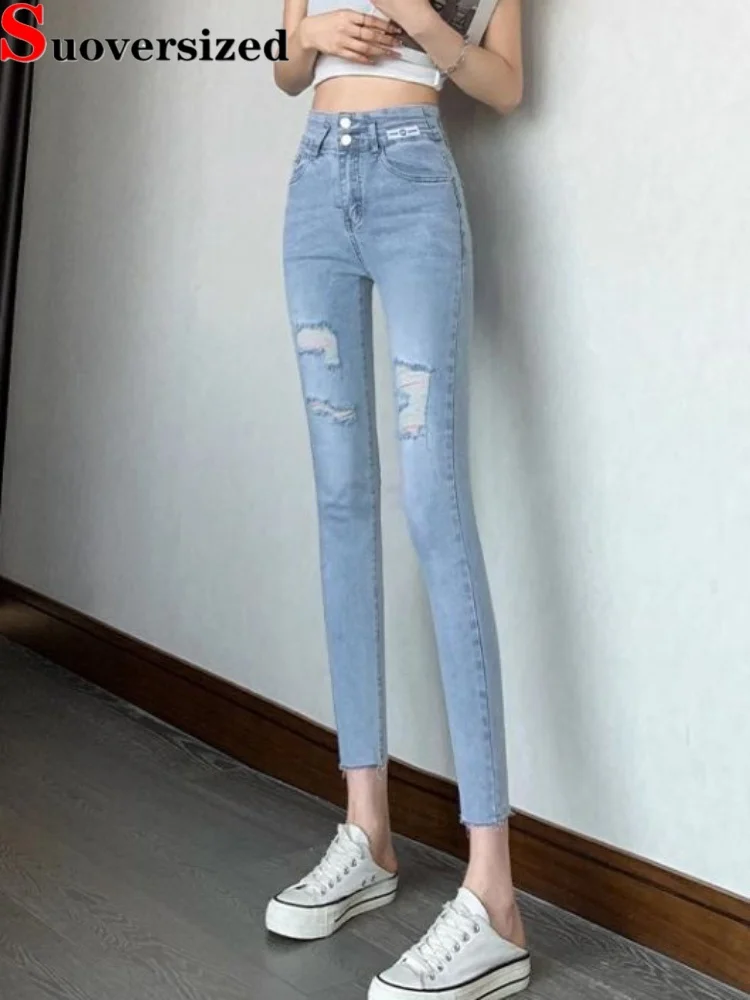 Ripped Vintage High Waisted Pencil Jeans Women's Casual Skinny Fashion Vaqueros Streetwear Retro Ankle-Length Denim Pants
Ripped Vintage High Waisted Pencil Jeans Women's Casual Skinny Fashion Vaqueros Streetwear Retro Ankle-Length Denim Pants