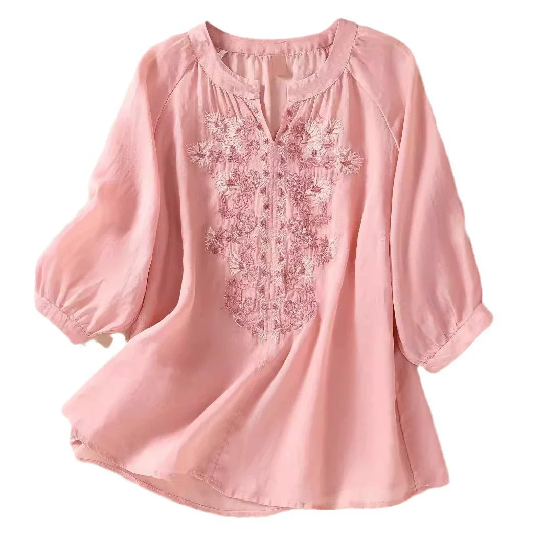 Female Cotton and Linen Half-sleeved T-shirt Summer New Embroidery Summer Retro Cotton and Linen New Loose Top Women's Clothing
Female Cotton and Linen Half-sleeved T-shirt Summer New Embroidery Summer Retro Cotton and Linen New Loose Top Women's Clothing