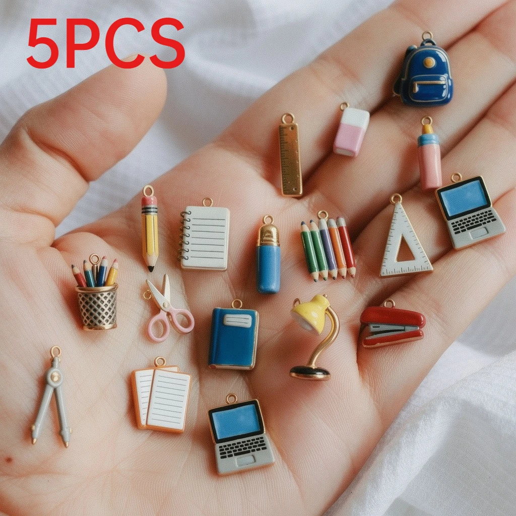 5Pcs Stationery Charms Notebook Backpack Eraser Pendants Stainless Steel DIY Jewelry Accessories For Necklace Bracelet Keychain
5Pcs Stationery Charms Notebook Backpack Eraser Pendants Stainless Steel DIY Jewelry Accessories For Necklace Bracelet Keychain