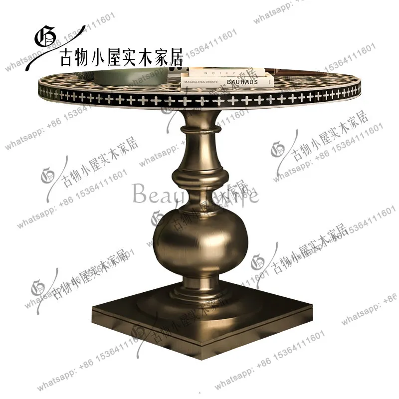 American retro home small apartment dining table/Roman column table legs dining table and chair combination
American retro home small apartment dining table/Roman column table legs dining table and chair combination