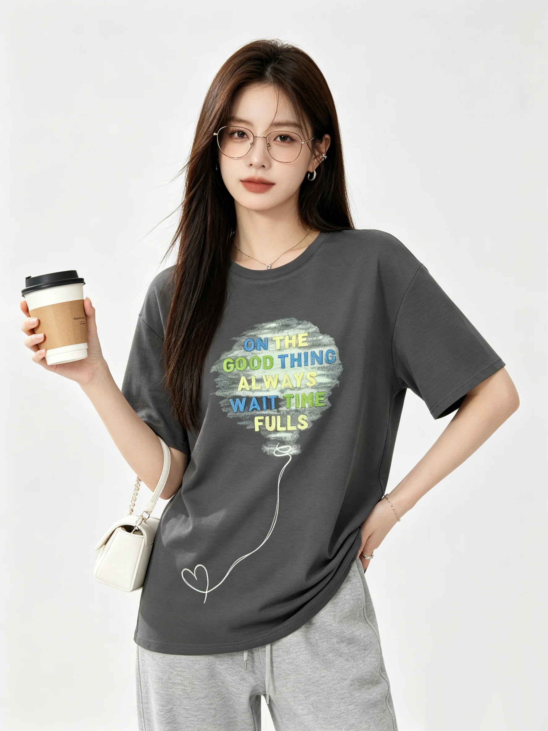 Ladies Casual Style round Neck Short Sleeve T-Shirt Breathable Skin-Friendly Loose Fit Summer Top Letter Print Comfortable
Ladies Casual Style round Neck Short Sleeve T-Shirt Breathable Skin-Friendly Loose Fit Summer Top Letter Print Comfortable