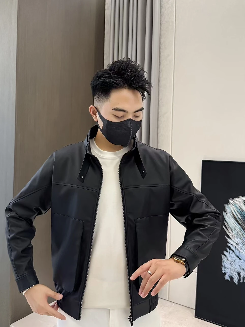 Faionable PU Leather Stand Collar Jaet Men's New Sle Spring Autumn High Waist Versatile Haome Trendy European Sle
Faionable PU Leather Stand Collar Jaet Men's New Sle Spring Autumn High Waist Versatile Haome Trendy European Sle