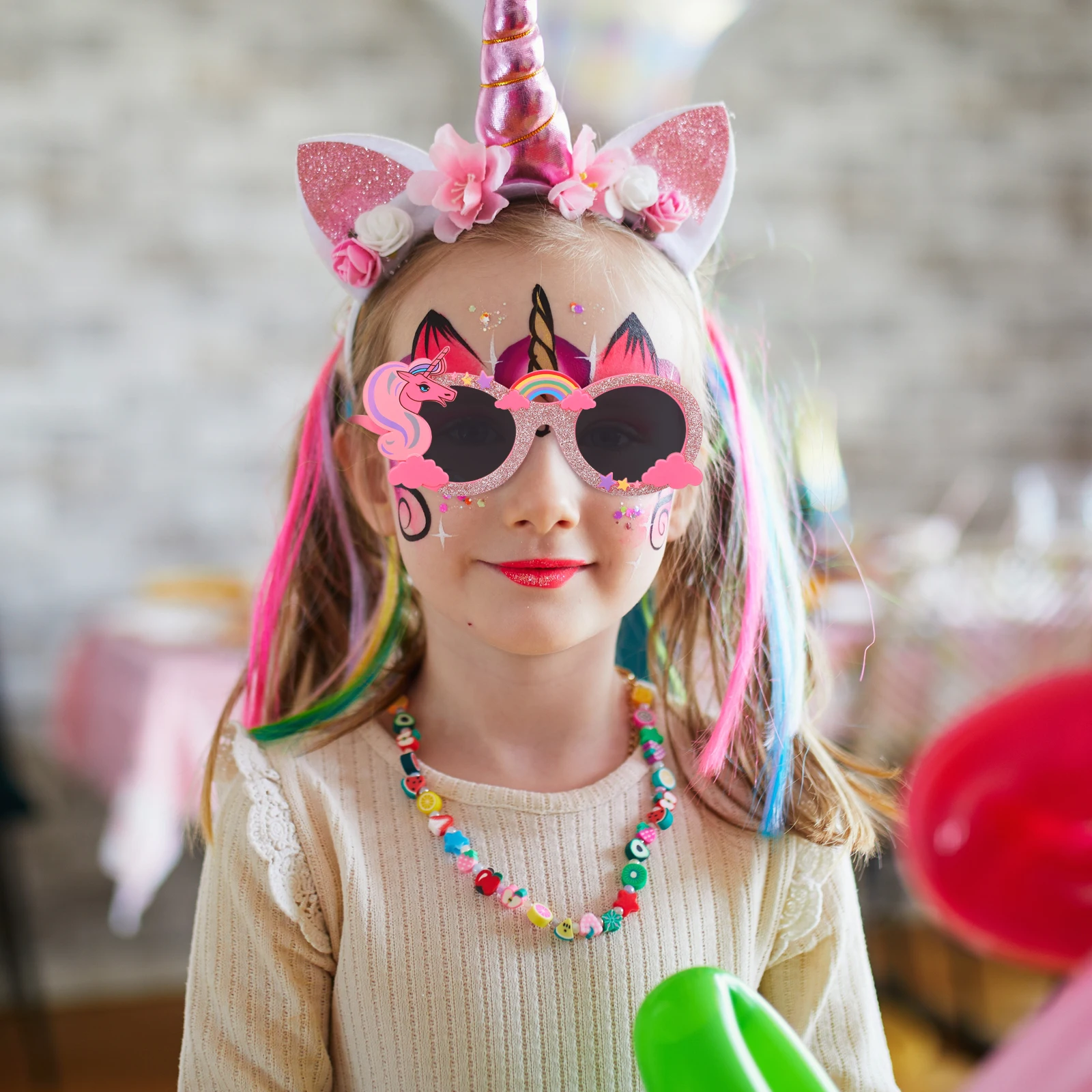 1 pc Lovely Unicorn Glasses Party Costume Decoration Dress Up Accessory Pink Glitter Frame Lightweight for Kids Adults Carnival
1 pc Lovely Unicorn Glasses Party Costume Decoration Dress Up Accessory Pink Glitter Frame Lightweight for Kids Adults Carnival
