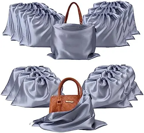 12 Pcs Satin Dust Bags for Handbags - Grey Pouches with Drawstring | GONGKANGYUAN Purse Organizer
12 Pcs Satin Dust Bags for Handbags - Grey Pouches with Drawstring | GONGKANGYUAN Purse Organizer