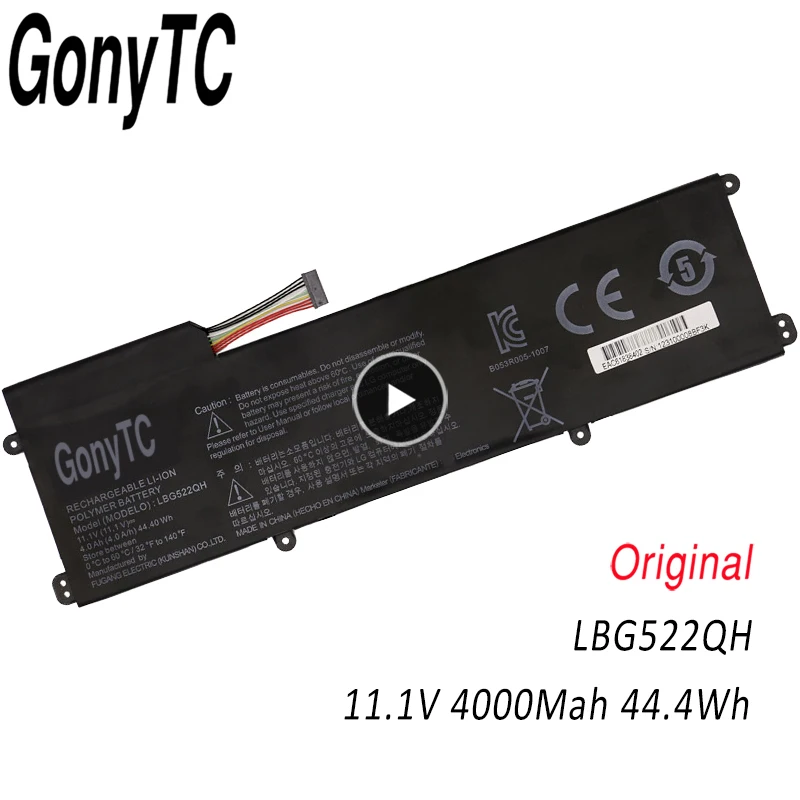11.1V 44.40WH New Original LBG522QH Laptop Battery for LG XNOTE Z350-GE30KB Z360-GH60K
11.1V 44.40WH New Original LBG522QH Laptop Battery for LG XNOTE Z350-GE30KB Z360-GH60K