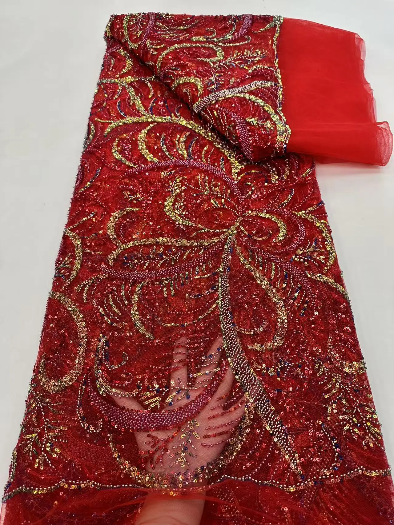 Red Sequin Tulle Lace Fabric 2026 High Quality African Tulle Embroidery Mesh Net Laces 6 Yards for Sewing Party Dress 5 Y M345-1
Red Sequin Tulle Lace Fabric 2026 High Quality African Tulle Embroidery Mesh Net Laces 6 Yards for Sewing Party Dress 5 Y M345-1