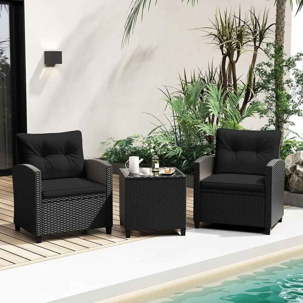 3-Piece Patio urniture Set - Wicker Rattan Bistro Soa Set with Glass Top Coee Table, Washable Cushions or Porch, Balcony, Backya
3-Piece Patio urniture Set - Wicker Rattan Bistro Soa Set with Glass Top Coee Table, Washable Cushions or Porch, Balcony, Backya
