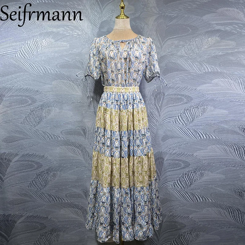 Seifrmann Summer Casual Holiday Women's Suit Short Sleeve Loose Tops+Big Swing Long Skirt Floral-Print Cotton 2-piece set
Seifrmann Summer Casual Holiday Women's Suit Short Sleeve Loose Tops+Big Swing Long Skirt Floral-Print Cotton 2-piece set