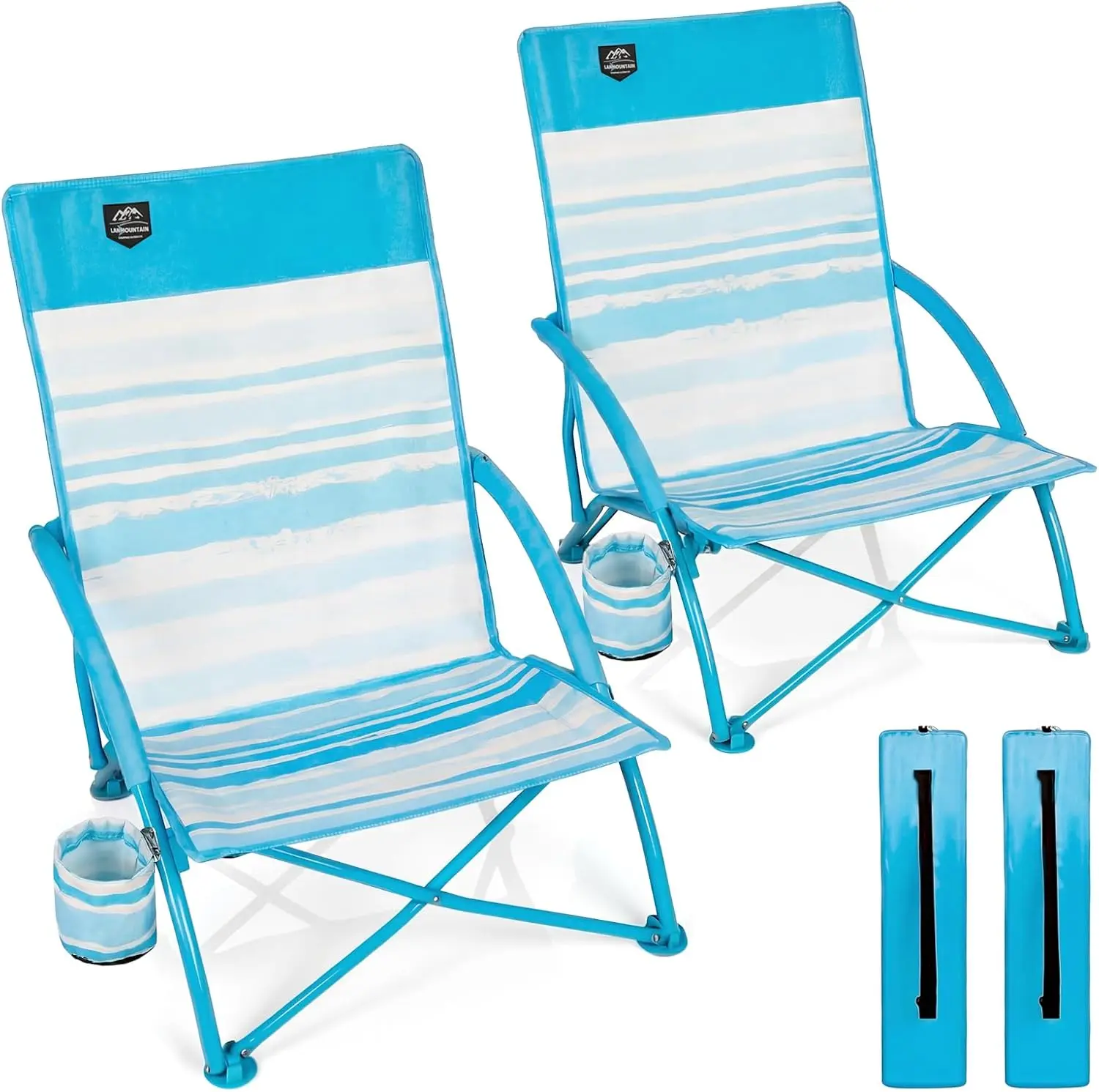 2 Pack Low Beach Chair, Folding Reclining Camping Chair for Adults with Cup Holder, Lightweight Backpacking Low Seat, Carry Bag
2 Pack Low Beach Chair, Folding Reclining Camping Chair for Adults with Cup Holder, Lightweight Backpacking Low Seat, Carry Bag