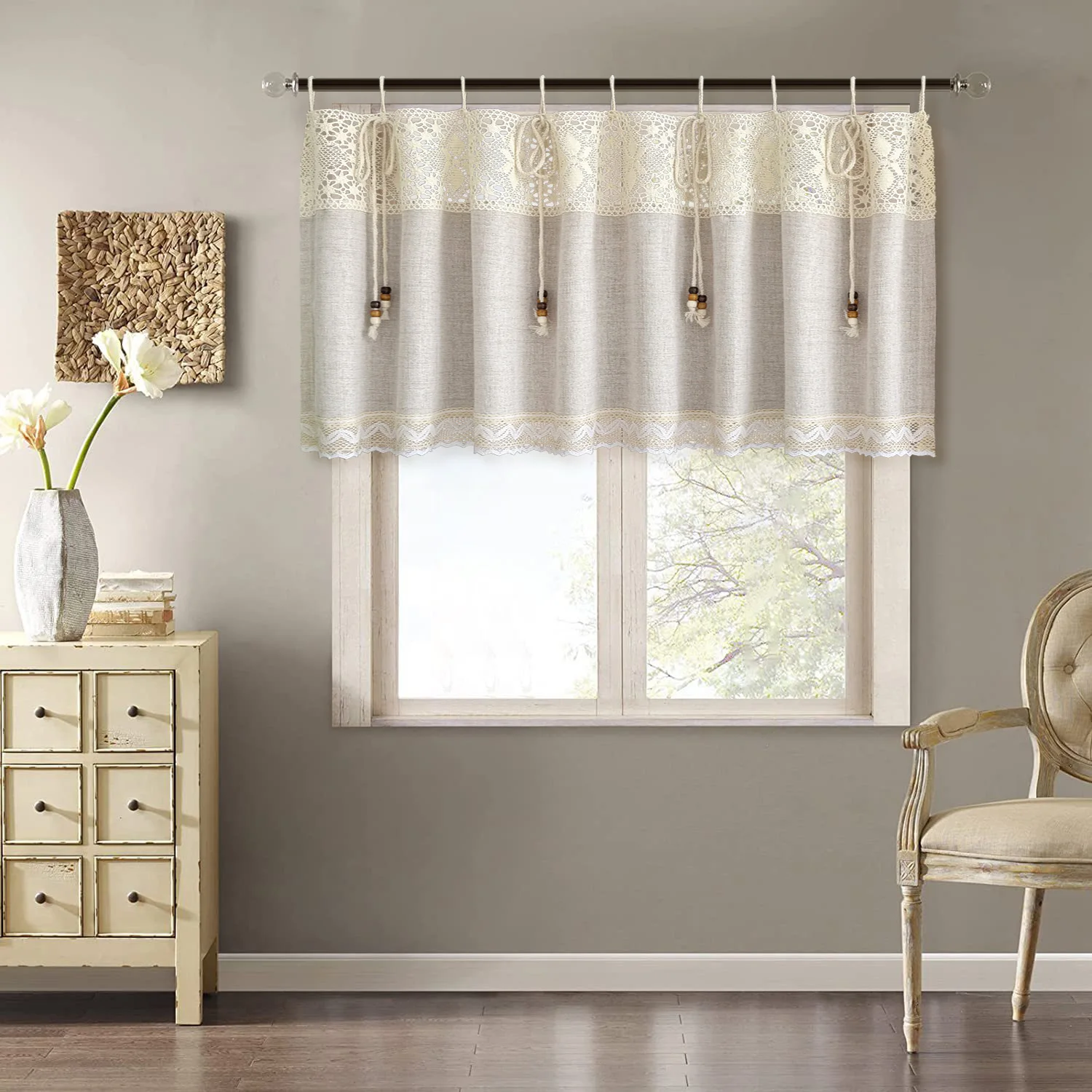 1PC Retro Hollow Stitching Lace Short Curtain for Kitchen Small Window Drape With Beads Home Decoration Blinds
1PC Retro Hollow Stitching Lace Short Curtain for Kitchen Small Window Drape With Beads Home Decoration Blinds