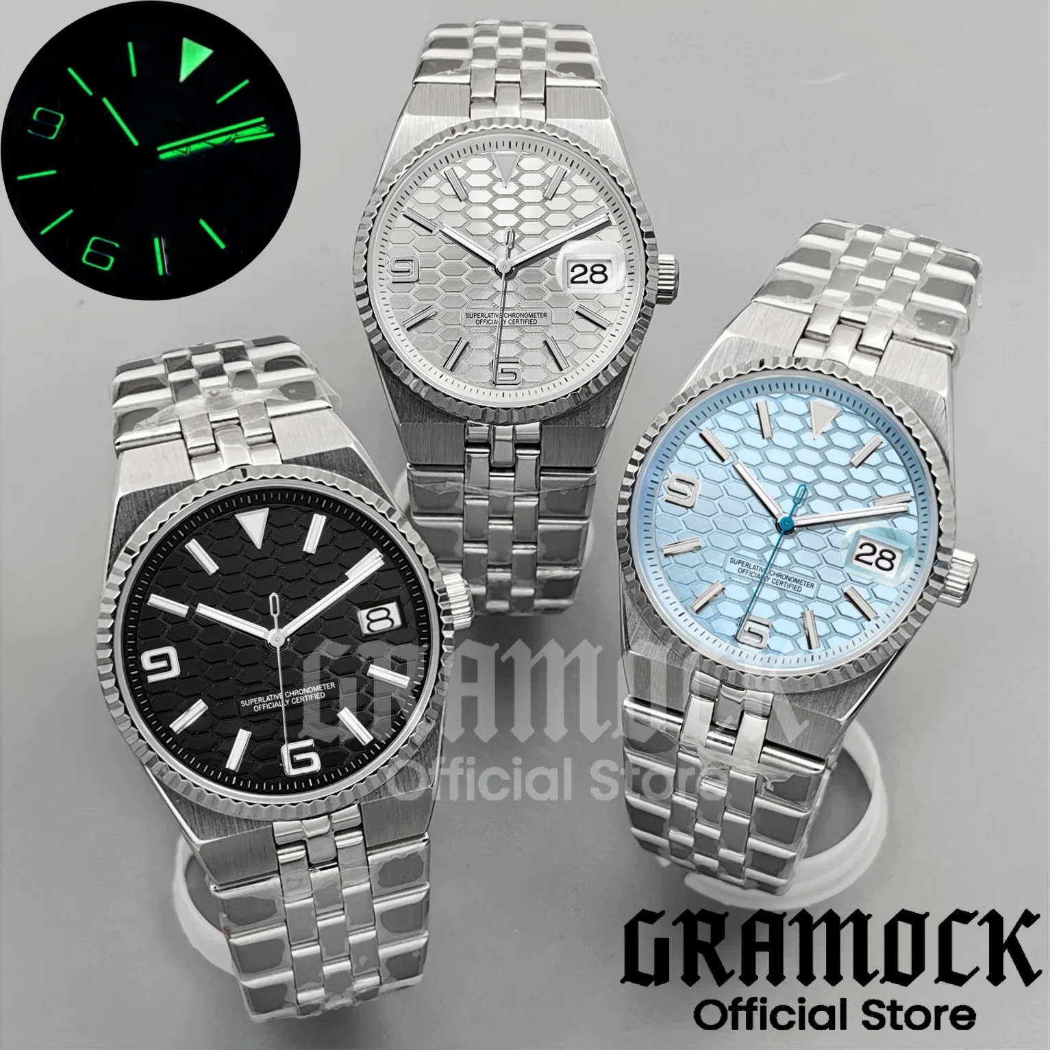 Gramock 36 мм 40 мм NH35A механические часы для мужчин зеленый светящийся сапфировое стекло календарь мужские стальные наручные часы 100 м водонепроницаемые
Gramock 36 мм 40 мм NH35A механические часы для мужчин зеленый светящийся сапфировое стекло календарь мужские стальные наручные часы 100 м водонепроницаемые
