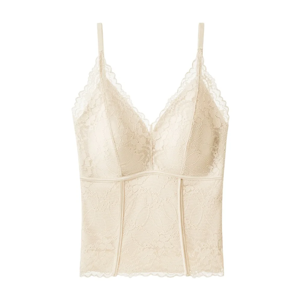 Mesh Flower Slim Lace Crop Top Bottoming Shirt Spicy Girls Style Girl's Lace Vest Top Slim Fit Sweet Camisole with Pads Lady
Mesh Flower Slim Lace Crop Top Bottoming Shirt Spicy Girls Style Girl's Lace Vest Top Slim Fit Sweet Camisole with Pads Lady