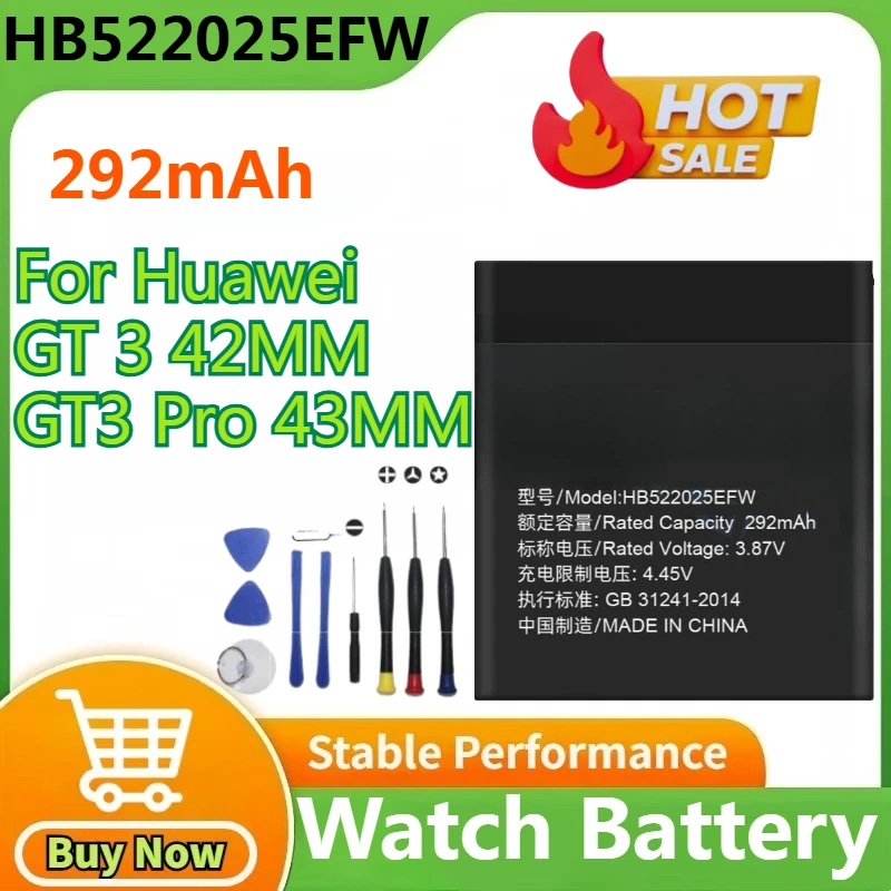2025 Years 100% New HB522025EFW Replacement Watch Battery for Huawei GT 3 42MM GT3 Pro 43MM Smart Bateria + Tools
2025 Years 100% New HB522025EFW Replacement Watch Battery for Huawei GT 3 42MM GT3 Pro 43MM Smart Bateria + Tools