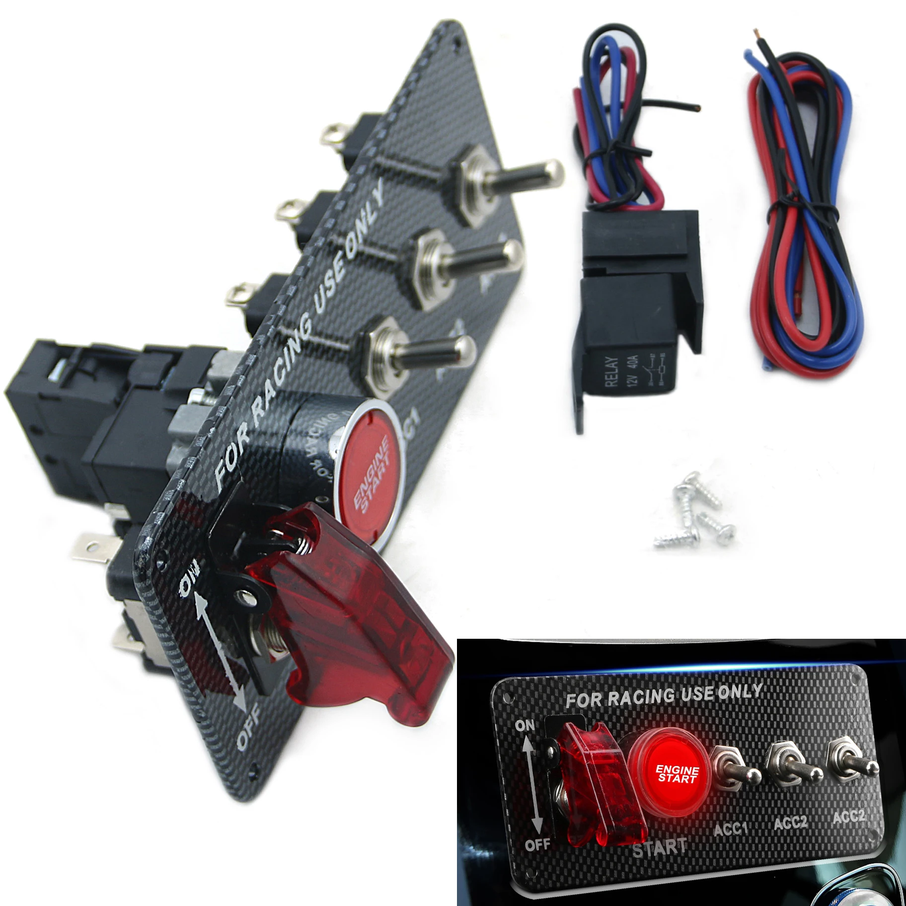 LED Toggle Ignition Switch Panel Engine Start Push Button Set Car Accessory Universal For 12V Power Speediness & Racing Vehicle
LED Toggle Ignition Switch Panel Engine Start Push Button Set Car Accessory Universal For 12V Power Speediness & Racing Vehicle