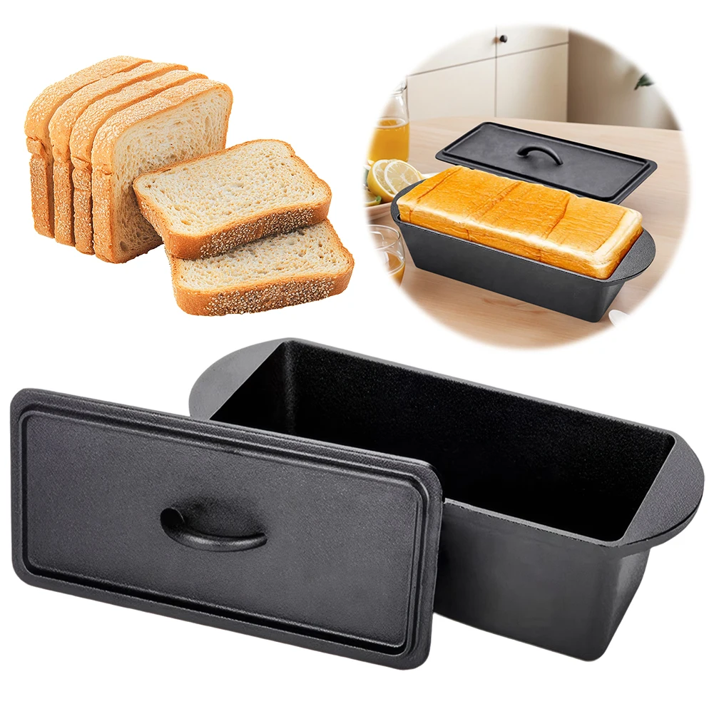 Cast Iron Pan with Lid Square Toast Mold None Coating Rectangular Loaf Pan for Home Bread Baking
Cast Iron Pan with Lid Square Toast Mold None Coating Rectangular Loaf Pan for Home Bread Baking