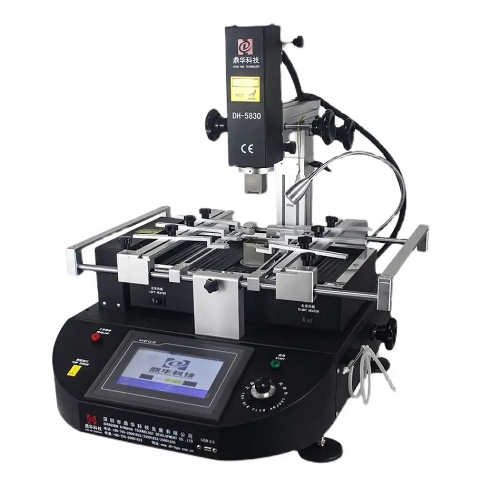 DH-5830 Hot Air BGA Chips Rework Station Touch Screen 3 Independent Heater Temperature Zones SMD PCB Soldering Repairing Machine
DH-5830 Hot Air BGA Chips Rework Station Touch Screen 3 Independent Heater Temperature Zones SMD PCB Soldering Repairing Machine