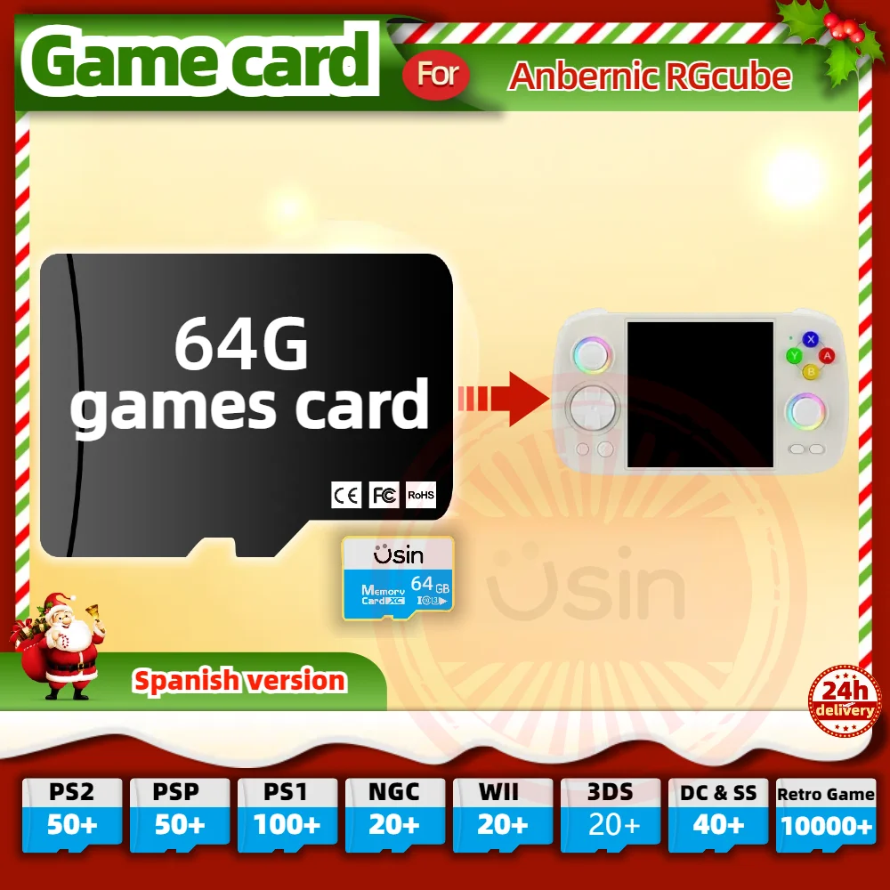 SD Game Card For Anbernic RGCUBE Spanish version Retro PS2 PSP Games Android Gaming portable Console Memory TF High Speed 64G
SD Game Card For Anbernic RGCUBE Spanish version Retro PS2 PSP Games Android Gaming portable Console Memory TF High Speed 64G