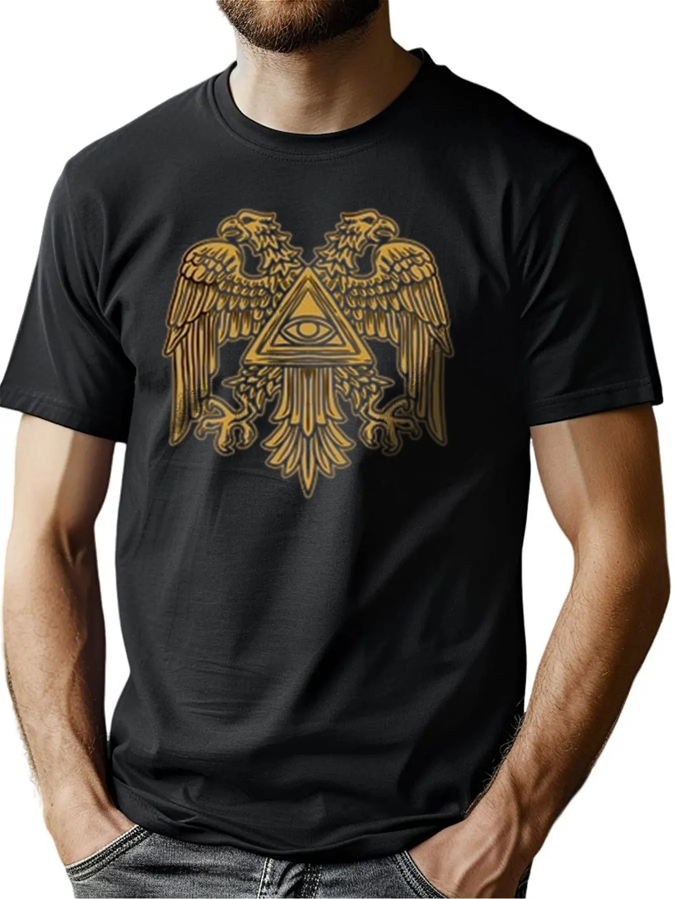 Men's Premium Cotton T-Shirt With Double-Headed Eagle Print, Soft Crew Neck Top For Casual Wear, Christmas Gift For Men
Men's Premium Cotton T-Shirt With Double-Headed Eagle Print, Soft Crew Neck Top For Casual Wear, Christmas Gift For Men