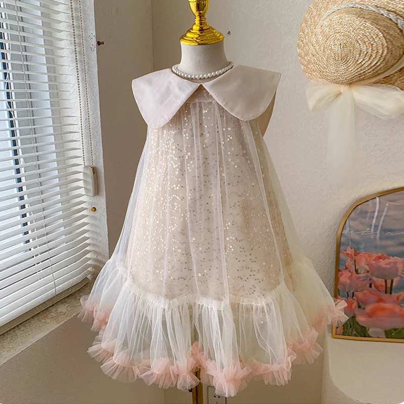 Girls Lapel Bow 2024 Summer New Tutu Princess Dress Korean Style Mesh Sequin Dresses Kids Birthday Party Clothes
Girls Lapel Bow 2024 Summer New Tutu Princess Dress Korean Style Mesh Sequin Dresses Kids Birthday Party Clothes