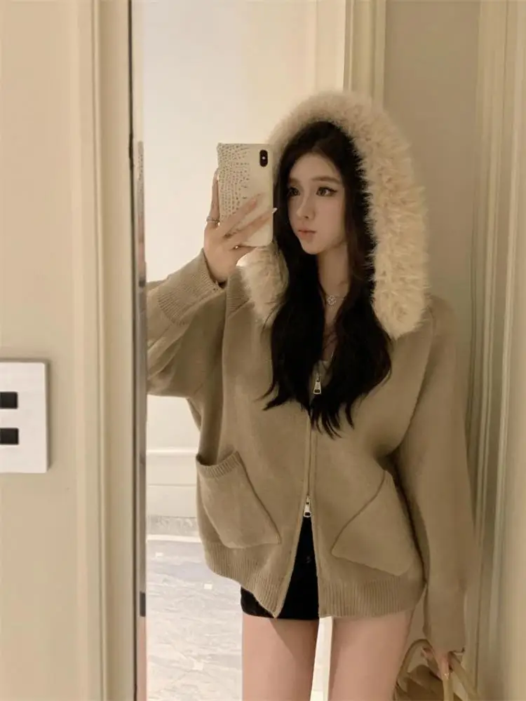 French Beige Grey Long Sleeve Festival Cardigan Knitted Sweater Autumn Winter Fashion Brown Long Sleeves Elegant Hooded Tops New
French Beige Grey Long Sleeve Festival Cardigan Knitted Sweater Autumn Winter Fashion Brown Long Sleeves Elegant Hooded Tops New