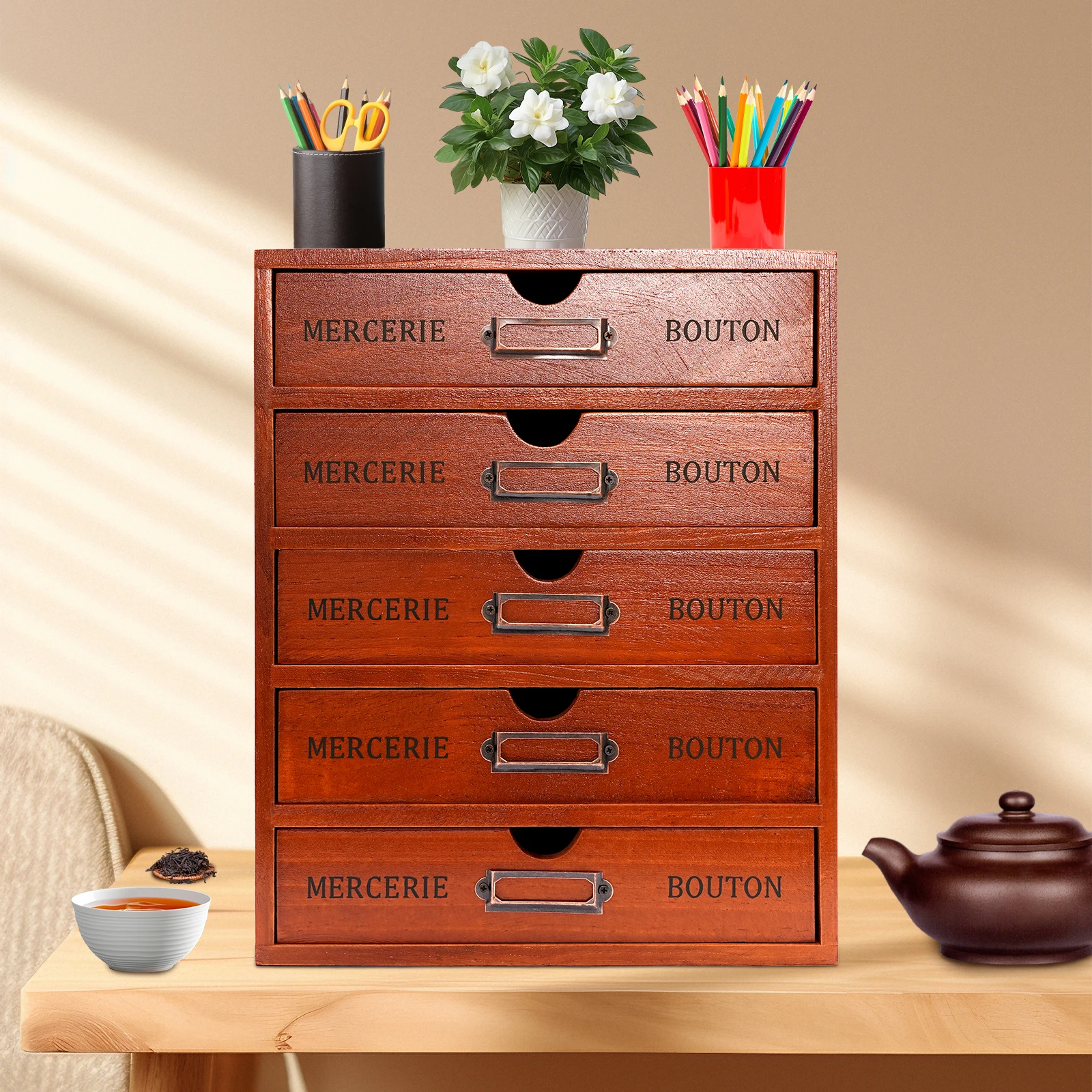 Drawer Storage Cabinet 5 Layer Pine Wood Organizer Vintage Color Large Capacity Smooth Corner Safe for Home Office Storage
Drawer Storage Cabinet 5 Layer Pine Wood Organizer Vintage Color Large Capacity Smooth Corner Safe for Home Office Storage