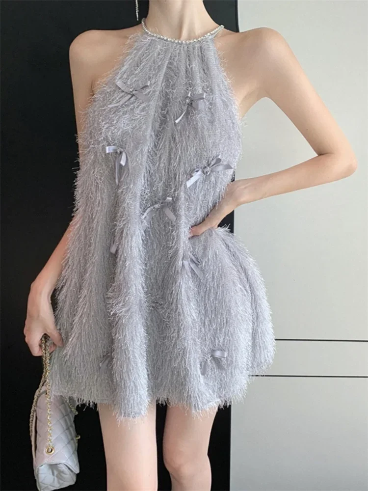 French Style Halter Dress for Women Summer Goddess Ladies Bowtie Fuzzy Suspender Short Dress Princess Girls A-line Party Vestido
French Style Halter Dress for Women Summer Goddess Ladies Bowtie Fuzzy Suspender Short Dress Princess Girls A-line Party Vestido