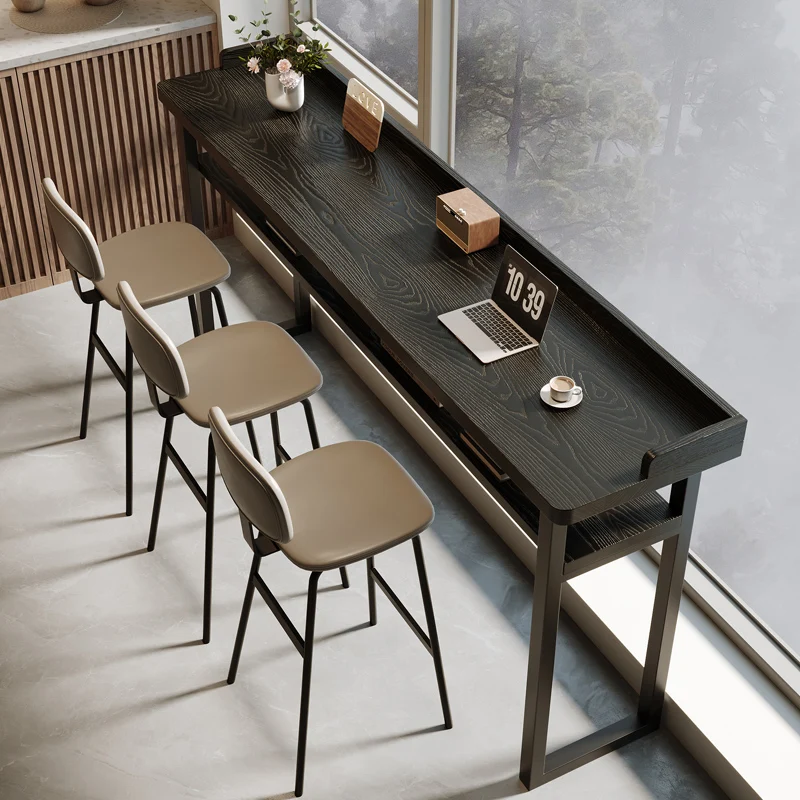 Balcony Home Bar Table Double Solid Wood Baffle By Window By Wall Narrow Long Black Long High Table
Balcony Home Bar Table Double Solid Wood Baffle By Window By Wall Narrow Long Black Long High Table
