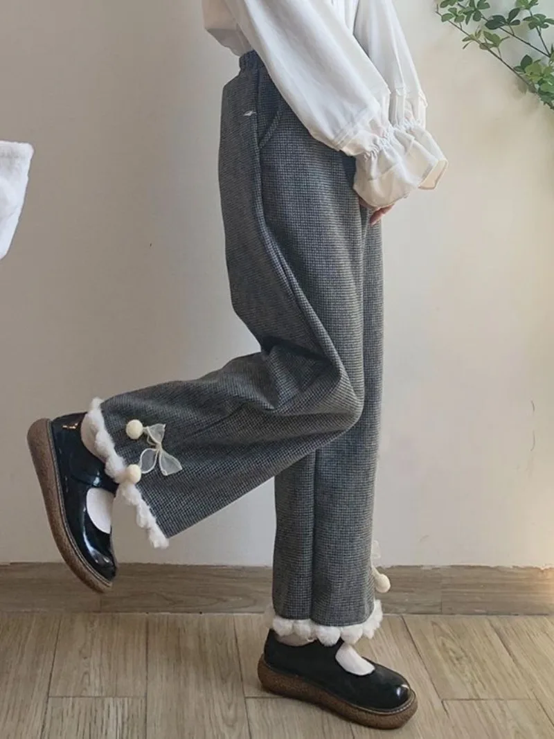 Japanese Style High Waist Pants Women Leisure Trendy Loose Bow Warm Straight Solid Sweet Girls Cozy Trousers 2024 Autumn New
Japanese Style High Waist Pants Women Leisure Trendy Loose Bow Warm Straight Solid Sweet Girls Cozy Trousers 2024 Autumn New