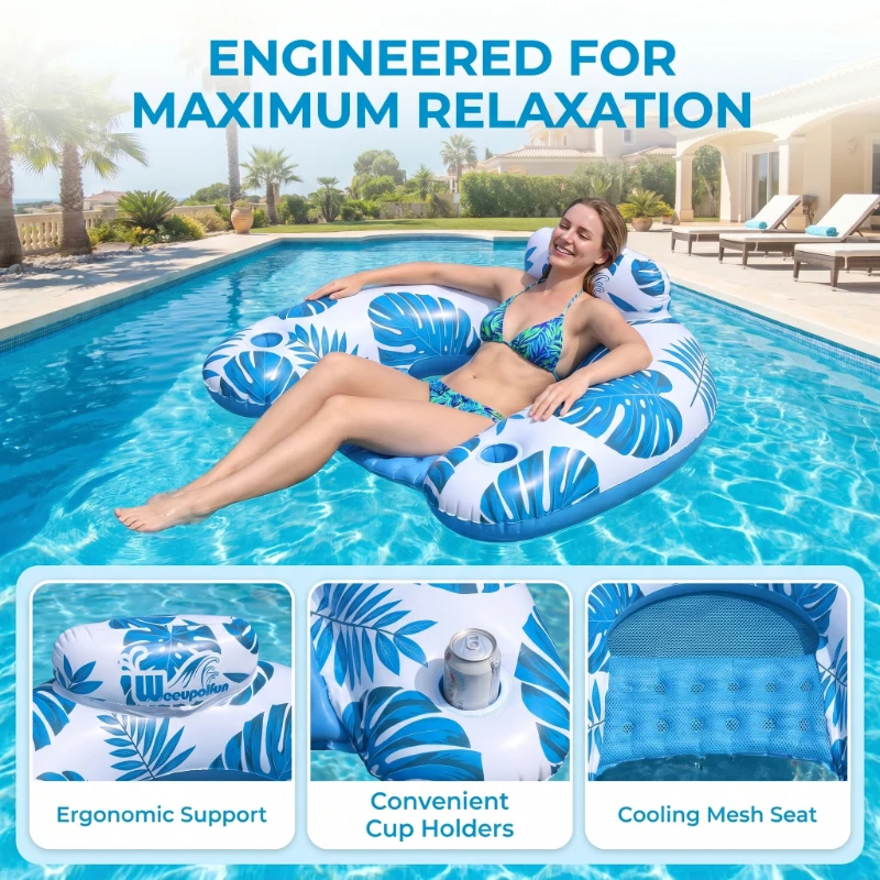Inflatable Pool Float Tropical Leaves with Headrest Cup Holders Pool Lounger for Summer Beach Swimming Pool Party
Inflatable Pool Float Tropical Leaves with Headrest Cup Holders Pool Lounger for Summer Beach Swimming Pool Party