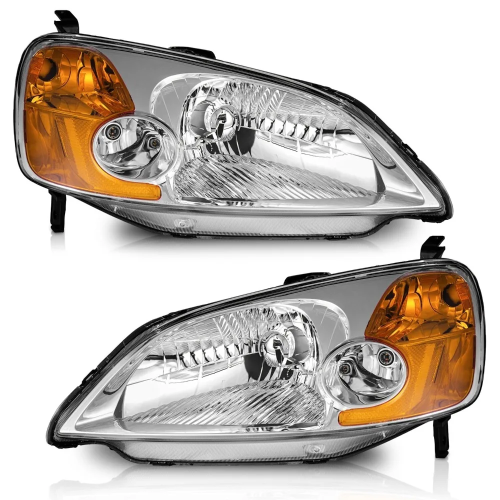 Pair Headlights For 2001-2003 Honda Civic 2-Door/4-Door Chrome Housing Headlamps
Pair Headlights For 2001-2003 Honda Civic 2-Door/4-Door Chrome Housing Headlamps