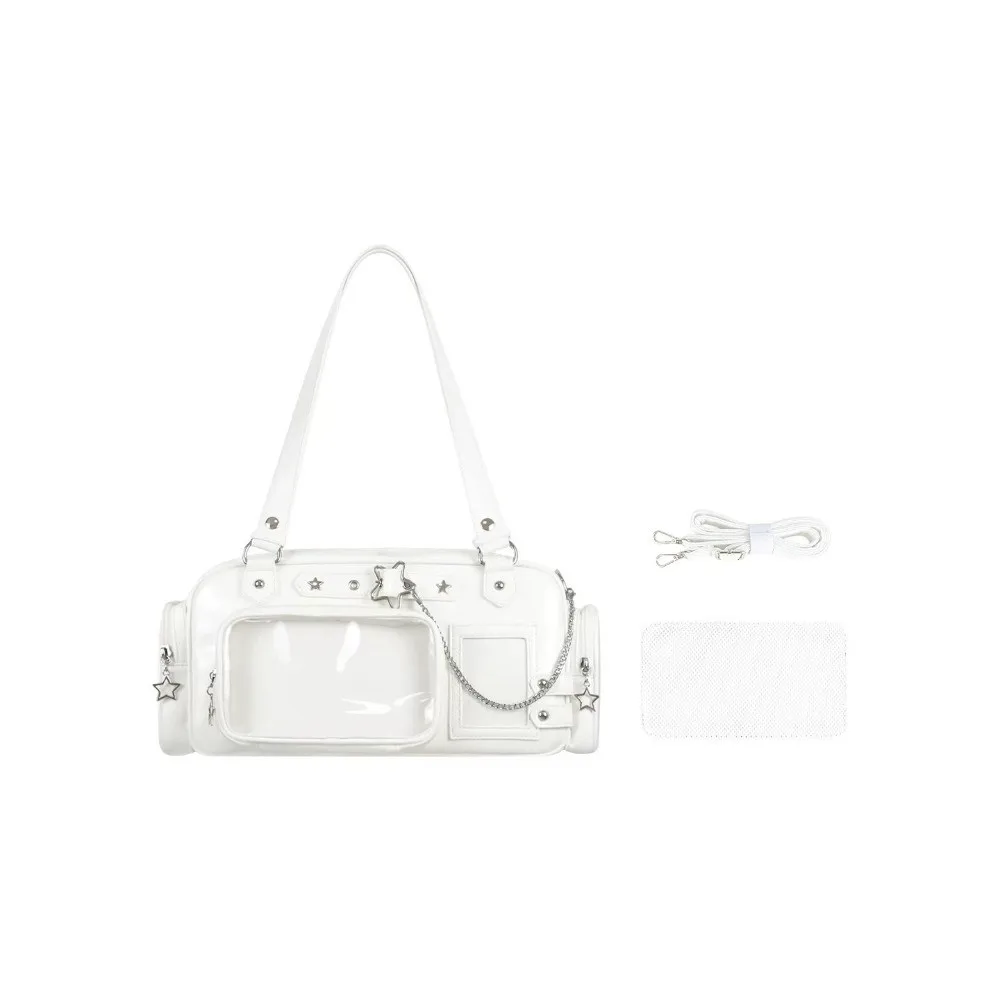 Multi Pocket Clear Ita Bag with Removable Insert Metal Chain Idol Fans Handbag Spacious Interior Star Eyelet School Uniform Tote
Multi Pocket Clear Ita Bag with Removable Insert Metal Chain Idol Fans Handbag Spacious Interior Star Eyelet School Uniform Tote