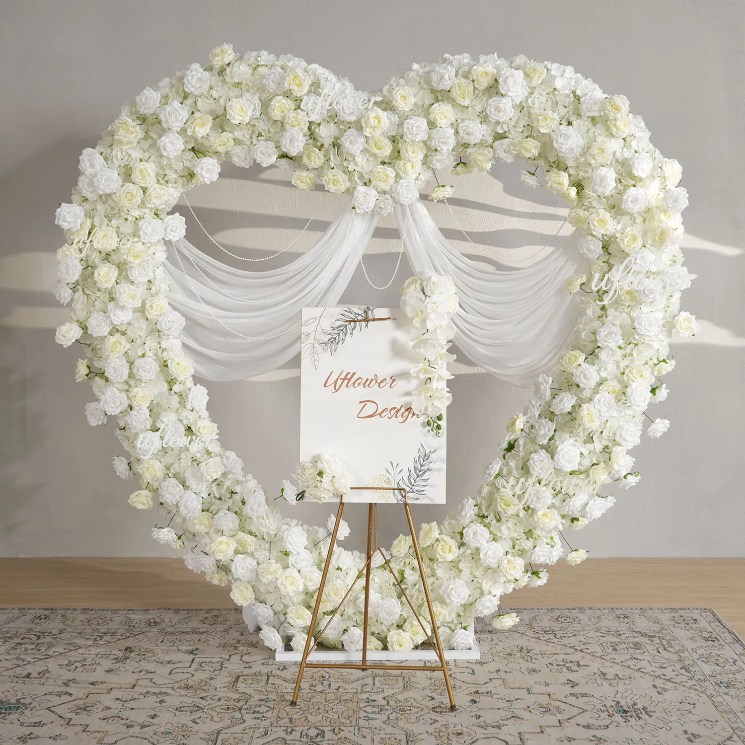 Uflower Artificial Heart Shape Floral Wall Pale yellow Rose Flower Row Wedding Backdrop Event Stage Flower Stand For Ceremony
Uflower Artificial Heart Shape Floral Wall Pale yellow Rose Flower Row Wedding Backdrop Event Stage Flower Stand For Ceremony