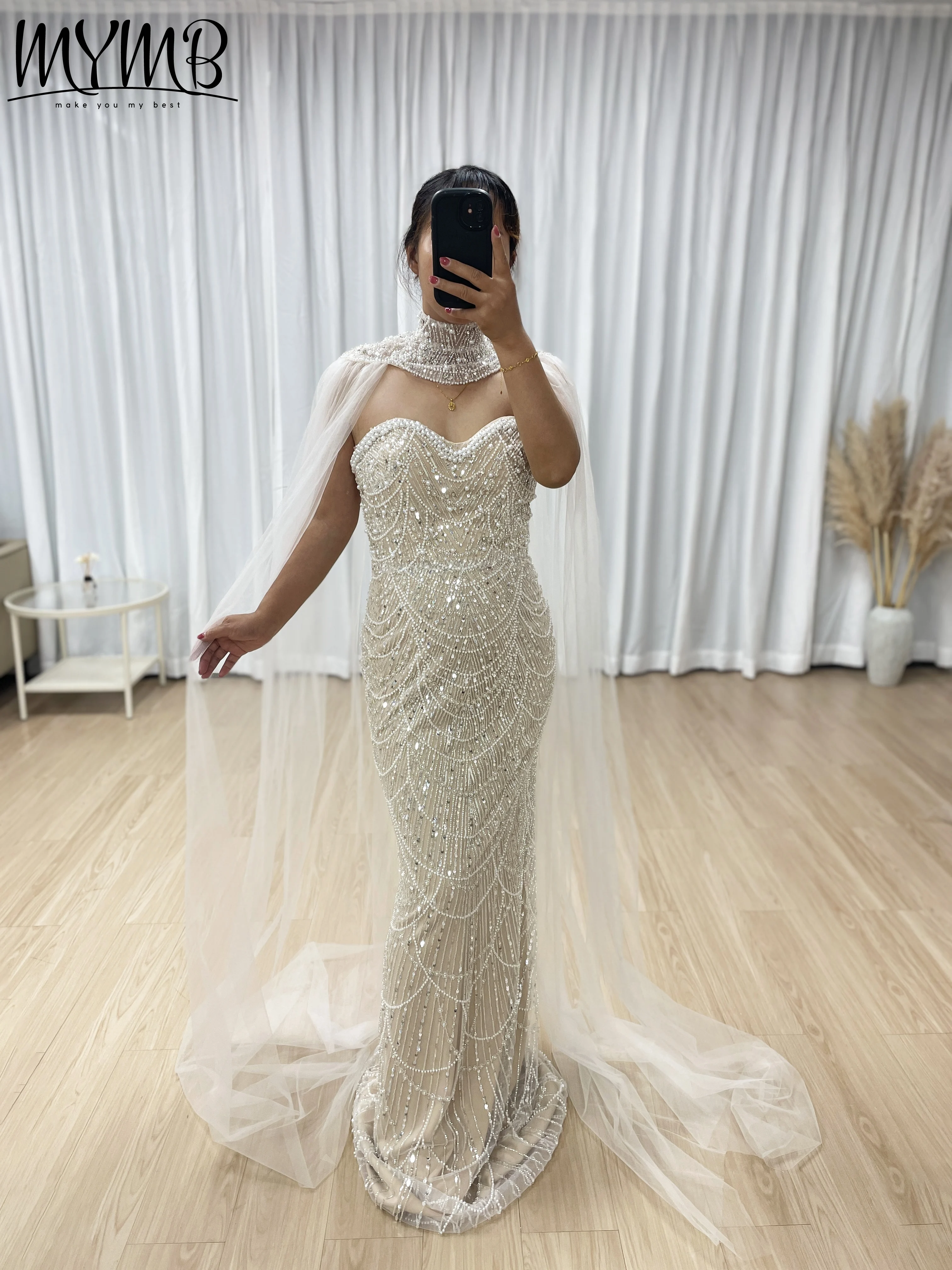 MYMB Luxury Dubai Arabic Nude Pearls Mermaid Evening Dress with Cape Sleeve for Women Wedding Arabic Bridal Party Gowns MB40386
MYMB Luxury Dubai Arabic Nude Pearls Mermaid Evening Dress with Cape Sleeve for Women Wedding Arabic Bridal Party Gowns MB40386