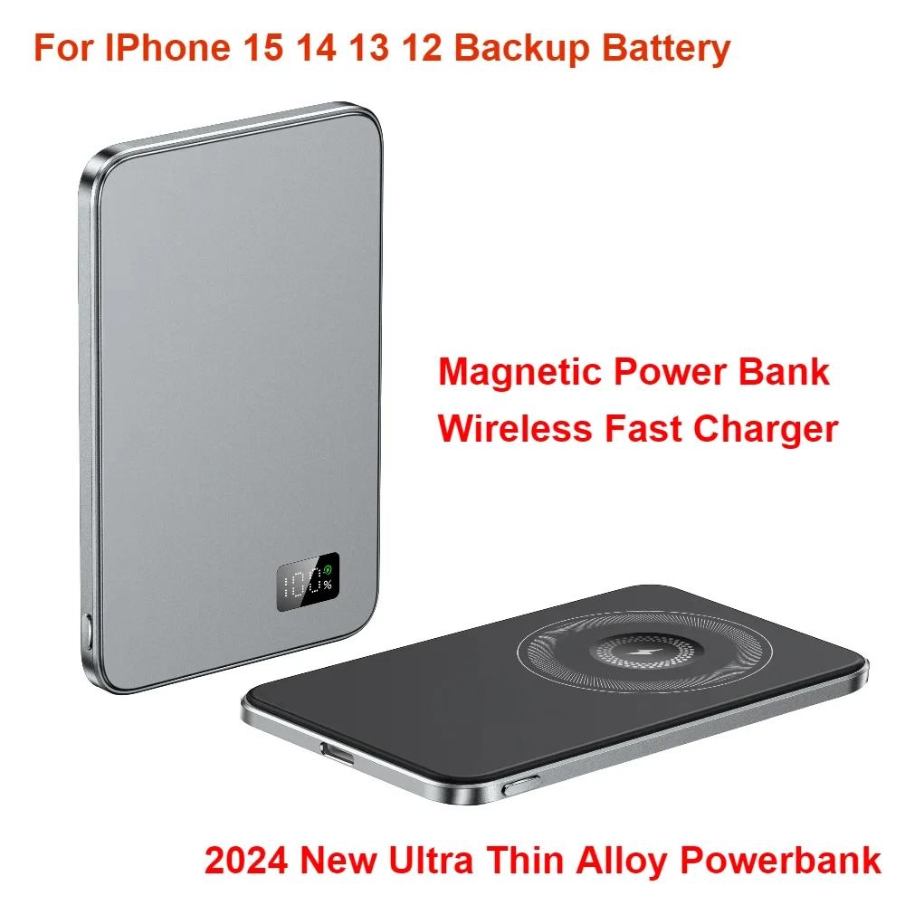 For IPhone 15 14 13 12 Backup Battery 2024 New Ultra Thin Alloy Powerbank Magnetic Power Bank Wireless Fast Charger
For IPhone 15 14 13 12 Backup Battery 2024 New Ultra Thin Alloy Powerbank Magnetic Power Bank Wireless Fast Charger