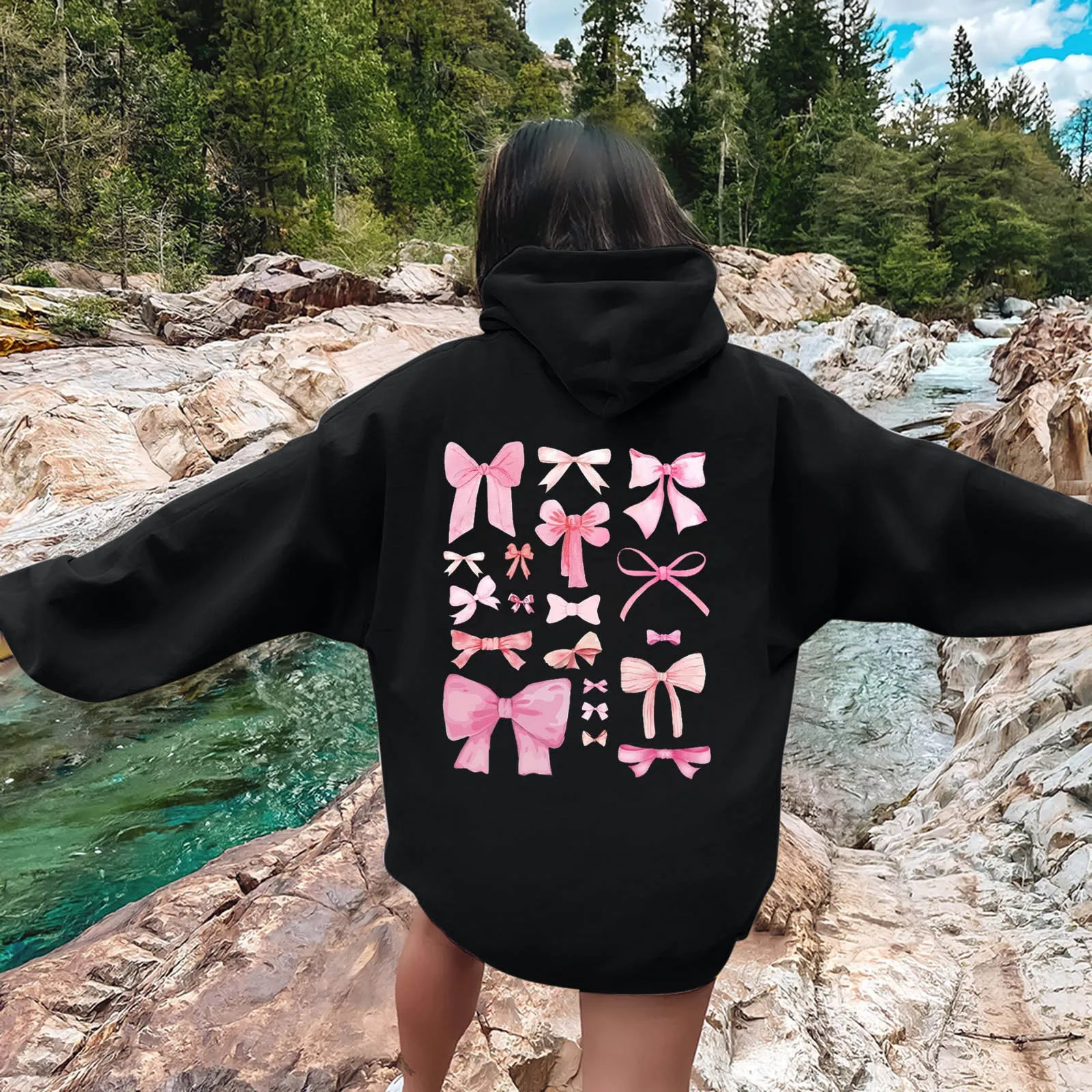 Y2K Clothes Autumn Winter Women's Fashion Bow Printed Hooded Sweatshirt Oversized Solid Color Long Sleeve Pullover Sweatshirt
Y2K Clothes Autumn Winter Women's Fashion Bow Printed Hooded Sweatshirt Oversized Solid Color Long Sleeve Pullover Sweatshirt