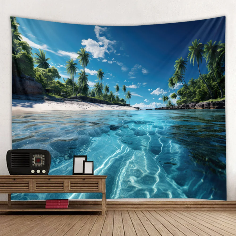 Beautiful Beach Tapestry Wall Hanging Cloth Blue Sky Coconut Tree Landscape Living Room Background Decoration Home Bedsheets
Beautiful Beach Tapestry Wall Hanging Cloth Blue Sky Coconut Tree Landscape Living Room Background Decoration Home Bedsheets