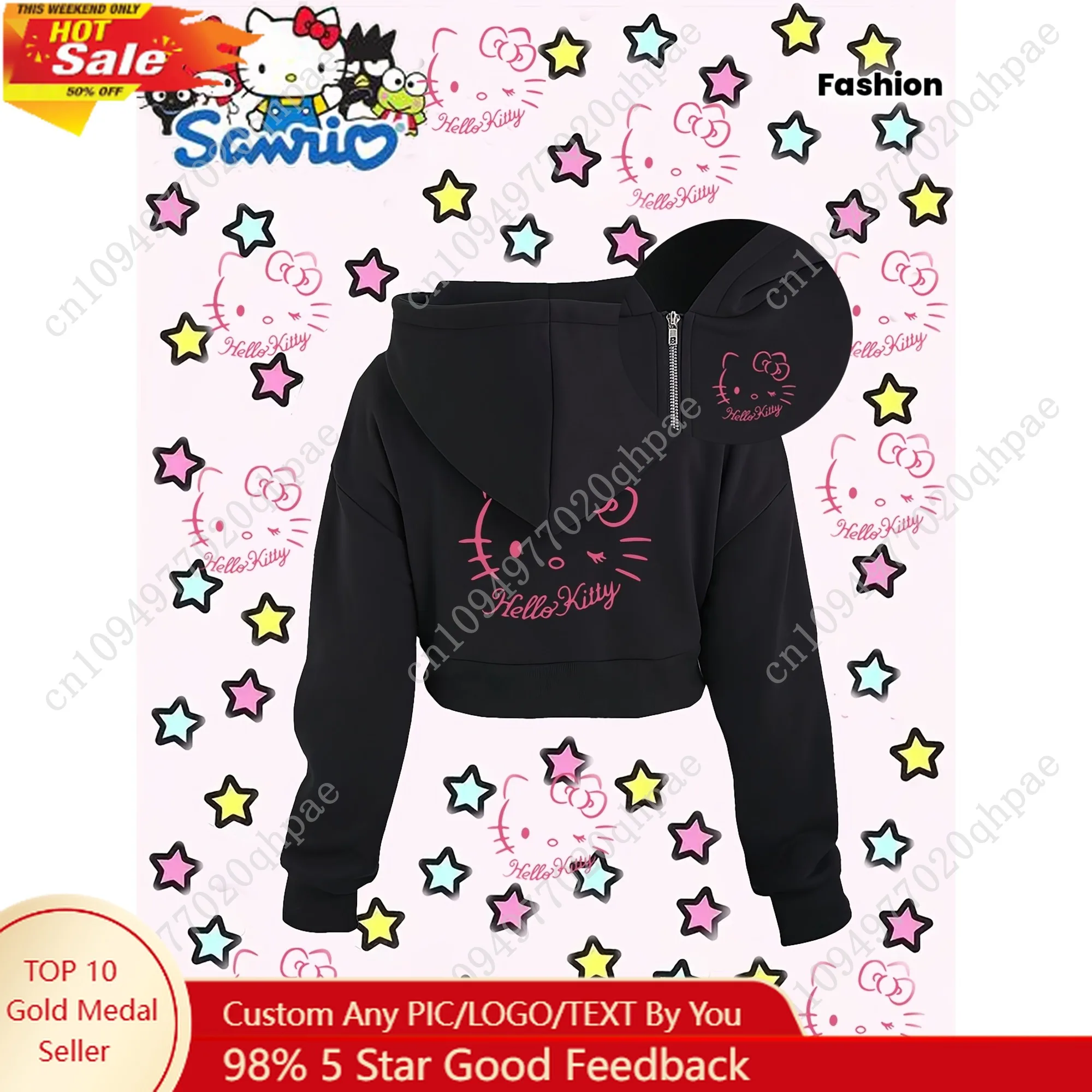 Hello Kitty Women's Fashion Short Zip-Up Hoodie
Hello Kitty Women's Fashion Short Zip-Up Hoodie