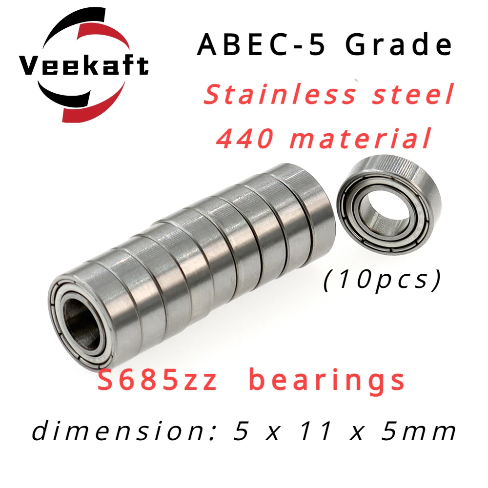 ABEC-5 Grade Stainless Steel 440 Bearings High Precision and Quality Model S685zz 5x11x5mm 10pcs for Industrial Machinery
ABEC-5 Grade Stainless Steel 440 Bearings High Precision and Quality Model S685zz 5x11x5mm 10pcs for Industrial Machinery