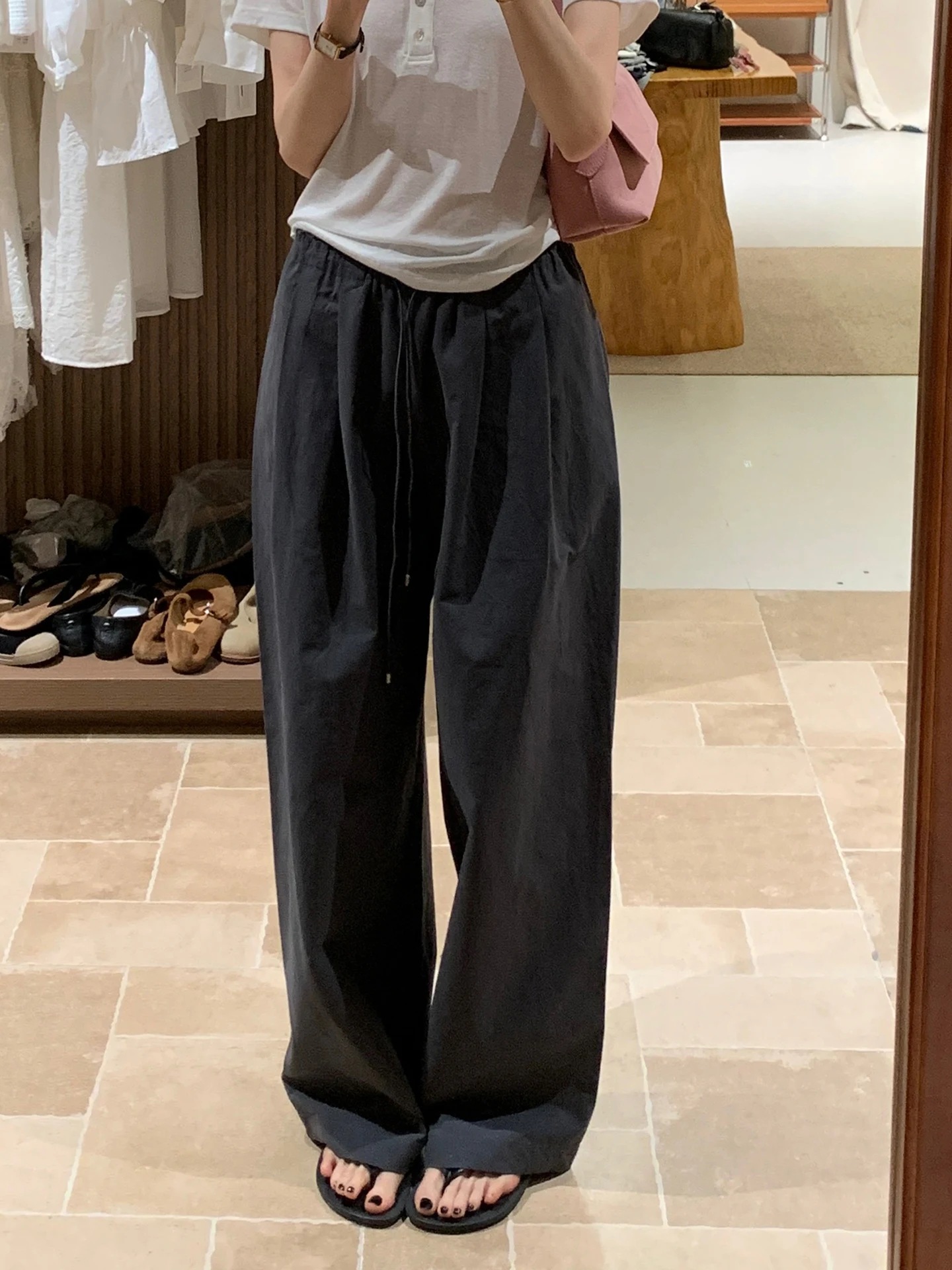 BRIVIN American Retro Deep Grey Belted Casual Pants Women Summer Loose High Waist Pear Shape Straight Leg Wide Leg Pants
BRIVIN American Retro Deep Grey Belted Casual Pants Women Summer Loose High Waist Pear Shape Straight Leg Wide Leg Pants
