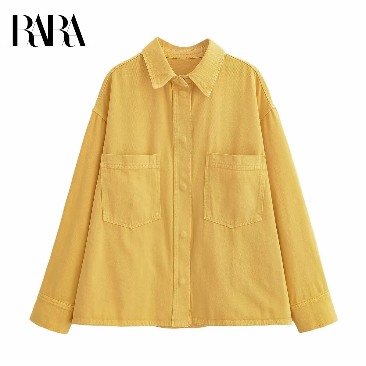 RARA Women's Loose and Casual Lapel Long - sleeve Bright Yellow Denim Jacket Outerwear with Concealed Button Decoration
RARA Women's Loose and Casual Lapel Long - sleeve Bright Yellow Denim Jacket Outerwear with Concealed Button Decoration
