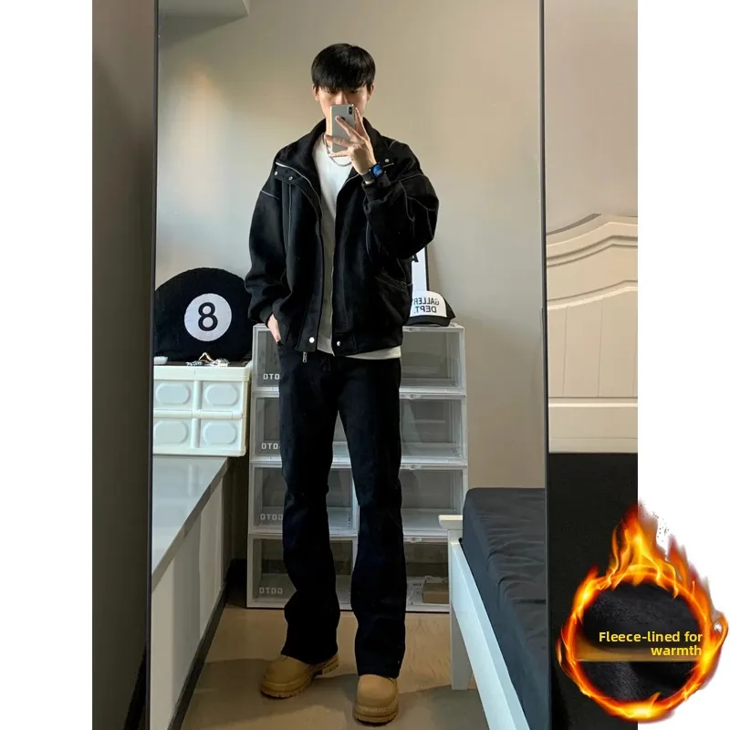 Cleanfit Men's Bla Fce Lined Skinny Jeans High Waist Straight Leg Trousers for Tall Guys Autumn Winter Street Sle
Cleanfit Men's Bla Fce Lined Skinny Jeans High Waist Straight Leg Trousers for Tall Guys Autumn Winter Street Sle