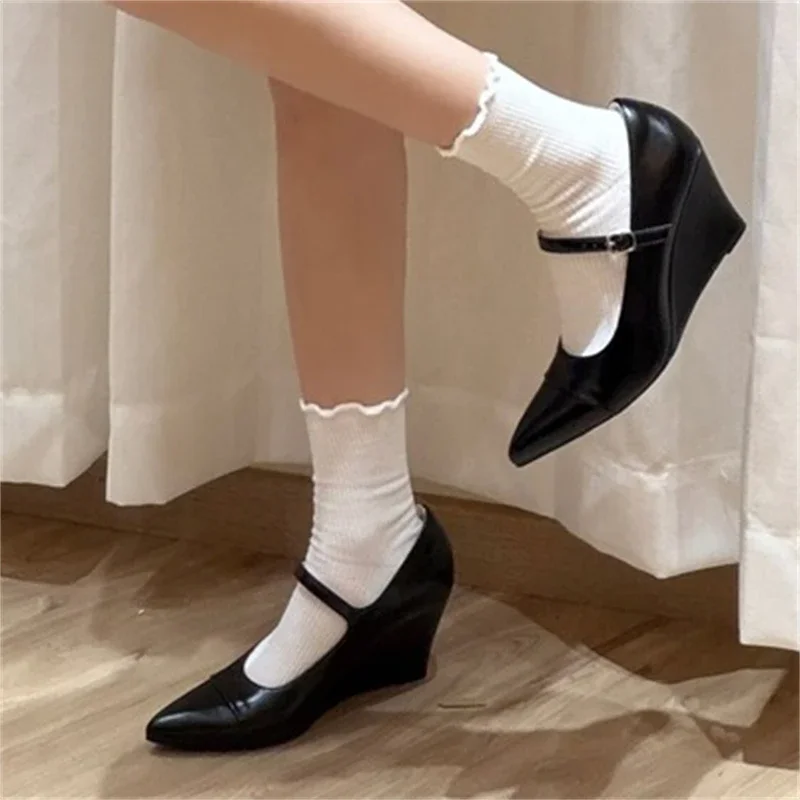 Women's Pointed Toe Patent Leather Mary Jane Wedge Heel Pumps Buckle Strap Elegant Casual Footwear Drop Shipping Fast Ship Gift
Women's Pointed Toe Patent Leather Mary Jane Wedge Heel Pumps Buckle Strap Elegant Casual Footwear Drop Shipping Fast Ship Gift