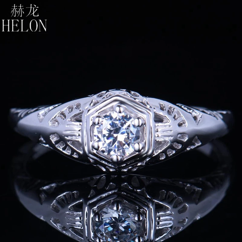 HELON Solid 14K White Gold AU585 Round 4mm VVS/GH 100% Genuine Moissanite Women Vintage Jewelry Engagement Ring Moissanite Ring
HELON Solid 14K White Gold AU585 Round 4mm VVS/GH 100% Genuine Moissanite Women Vintage Jewelry Engagement Ring Moissanite Ring