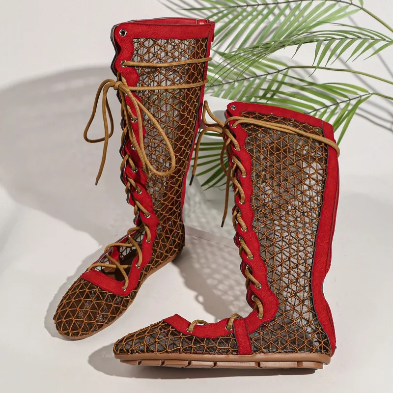 Round Toe Woven Lace-Up Casual Sandals Mesh Breathable Elegant New Knee Boots
Round Toe Woven Lace-Up Casual Sandals Mesh Breathable Elegant New Knee Boots