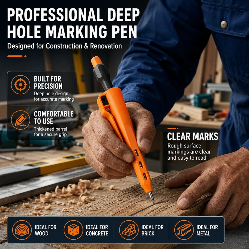 Mechanical Carpenter Pencil 2.8mm Deep Hole Mechanical Pencil Marker with Built in Sharpener for Carpenter Woodworking Architect
Mechanical Carpenter Pencil 2.8mm Deep Hole Mechanical Pencil Marker with Built in Sharpener for Carpenter Woodworking Architect