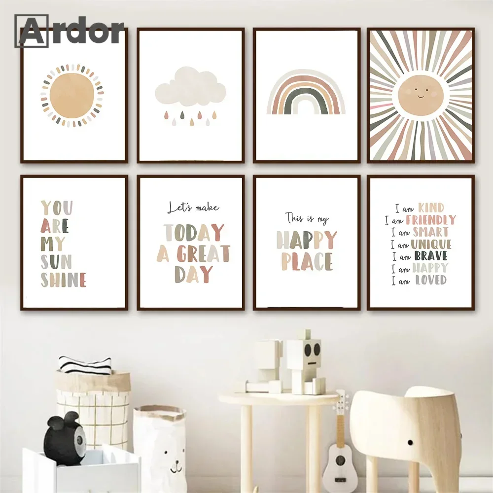 Cartoon Sun Rainbow Cloud Rain Poster Quotes Wall Art Canvas Painting Nordic Print Nursery Wall Pictures Kids Bedroom Home Decor
Cartoon Sun Rainbow Cloud Rain Poster Quotes Wall Art Canvas Painting Nordic Print Nursery Wall Pictures Kids Bedroom Home Decor