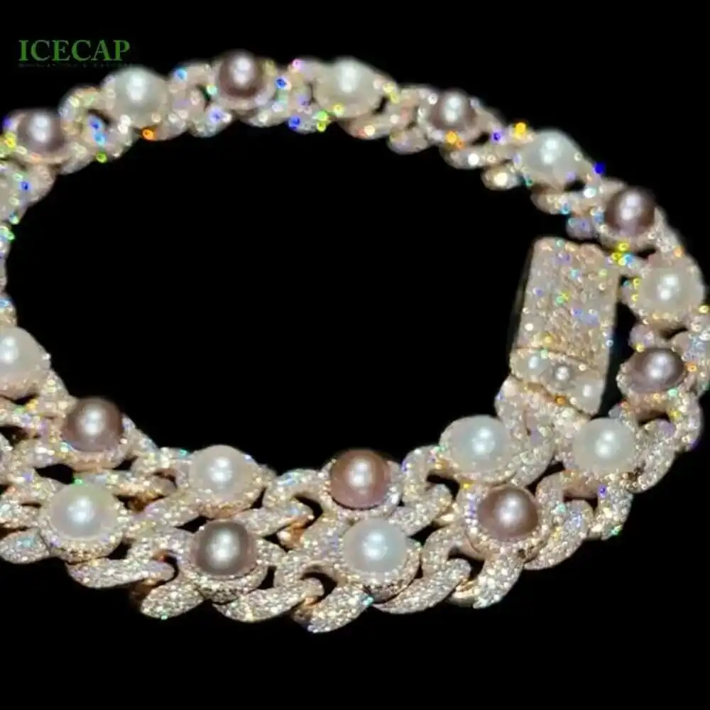 Customized 15mm Natural Pearl Vvs Moissanite Cuban Link Chain 925 Sterling Silver Cuban Chain Link Necklace
Customized 15mm Natural Pearl Vvs Moissanite Cuban Link Chain 925 Sterling Silver Cuban Chain Link Necklace