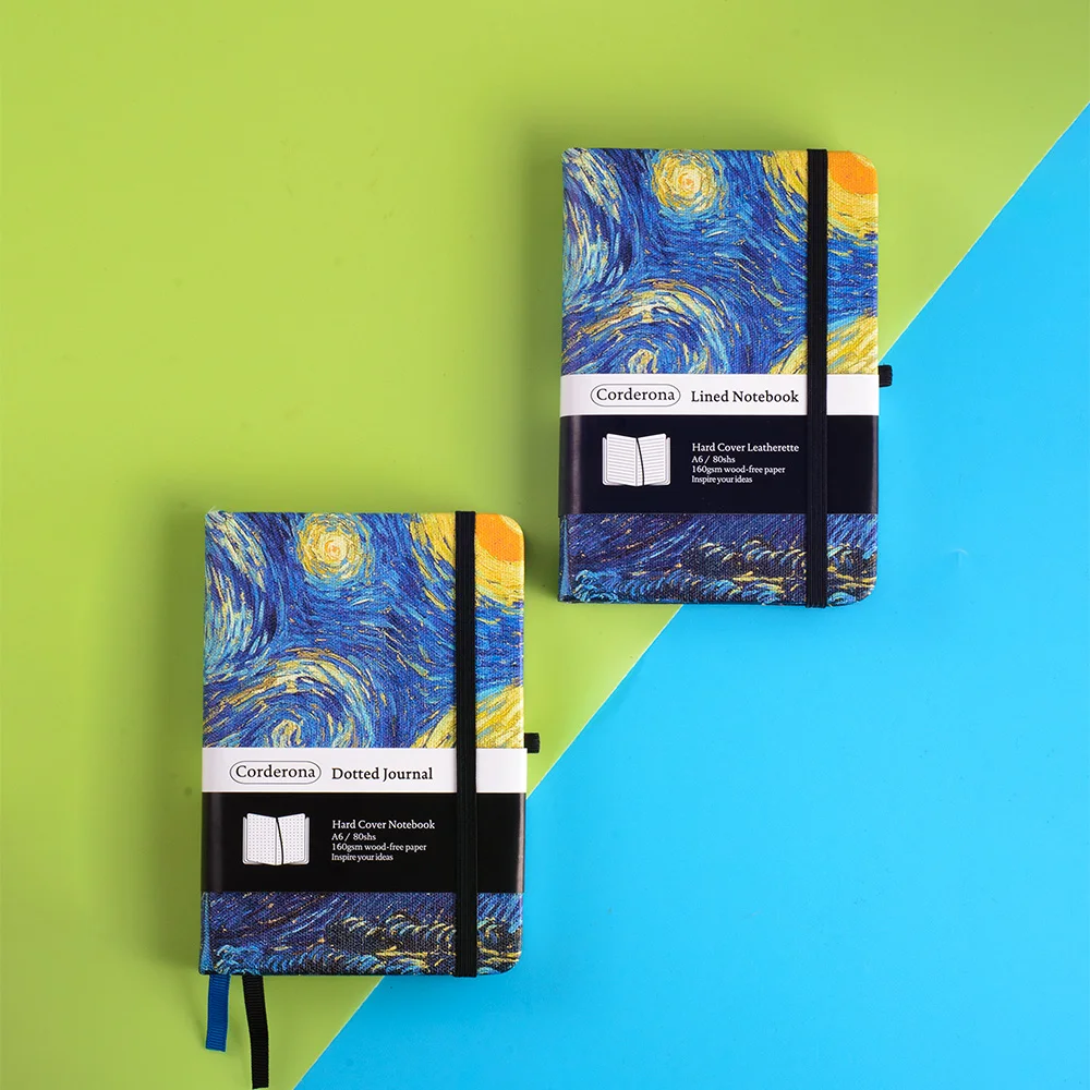 A6 Starry Night Bullet Dotted Journal Van Gogh 160gsm Hard Cover Lined / Dot Grid Notebook
A6 Starry Night Bullet Dotted Journal Van Gogh 160gsm Hard Cover Lined / Dot Grid Notebook
